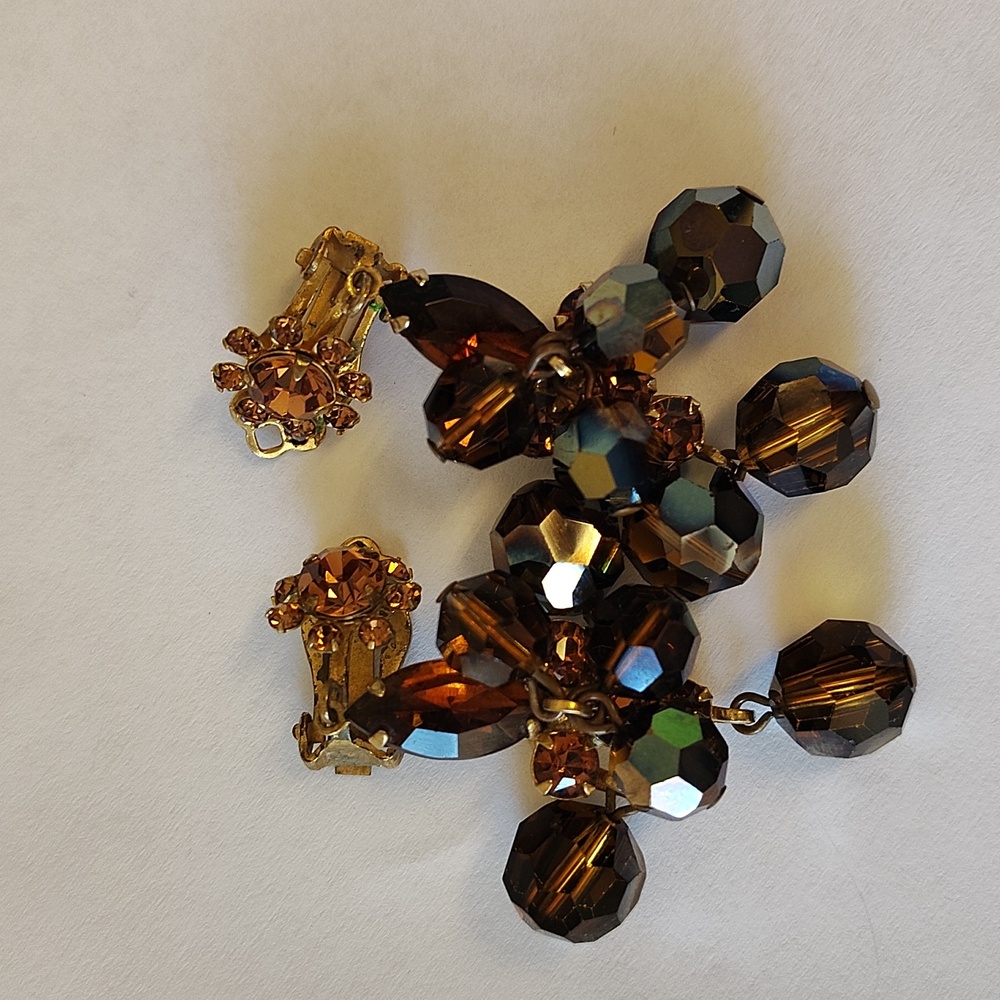 Elegant Gold and Brown Drop Earrings